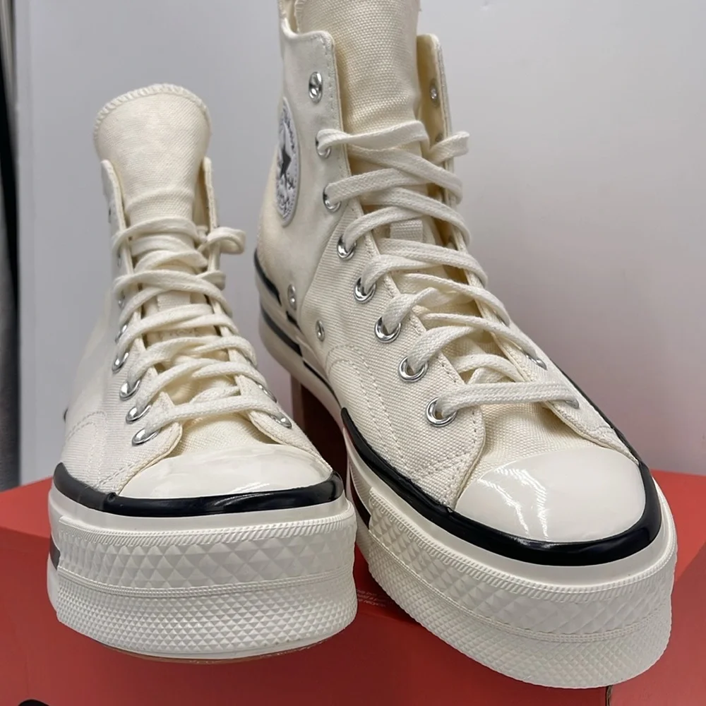 Converse WMNS CHUCK 70 PLUS HI EGRET/BLACK/EGRET A00915C Platforms Sneakers